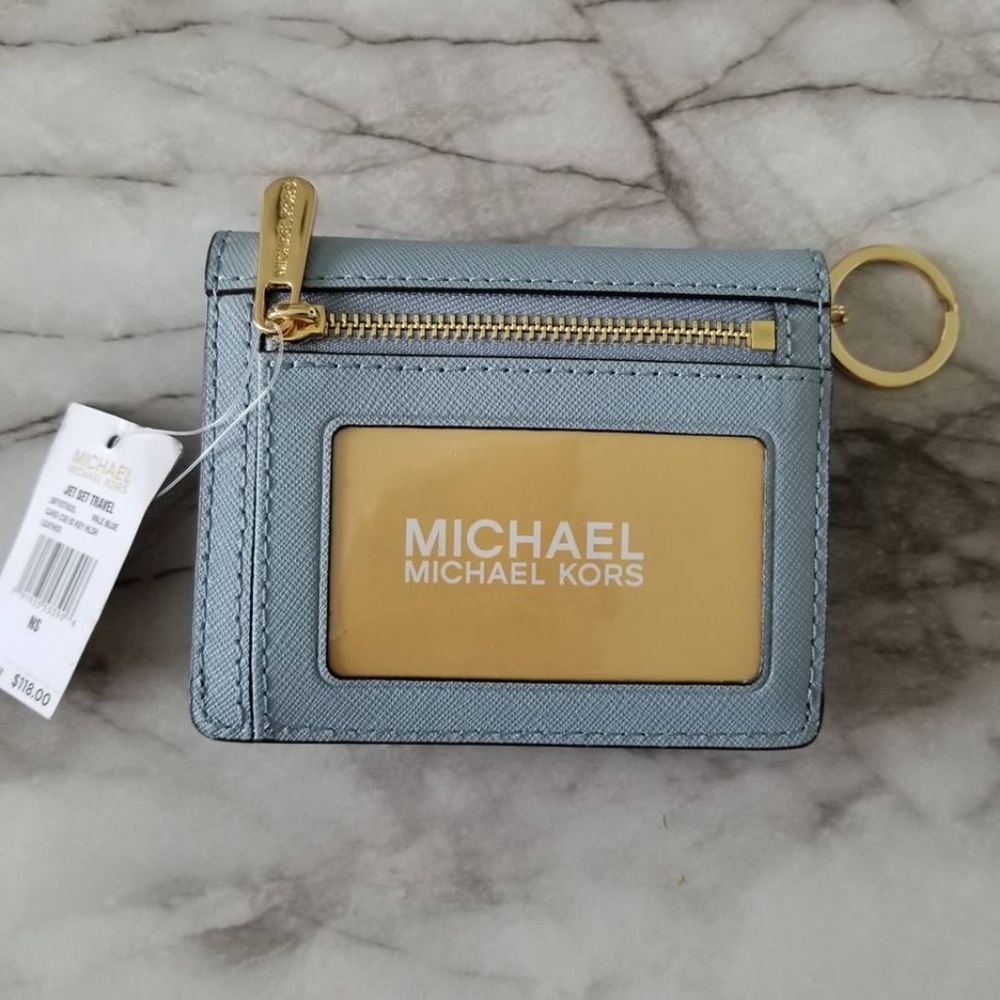 NWT Michael Kors Light Blue Card Holder Wallet - Picture 2 of 6